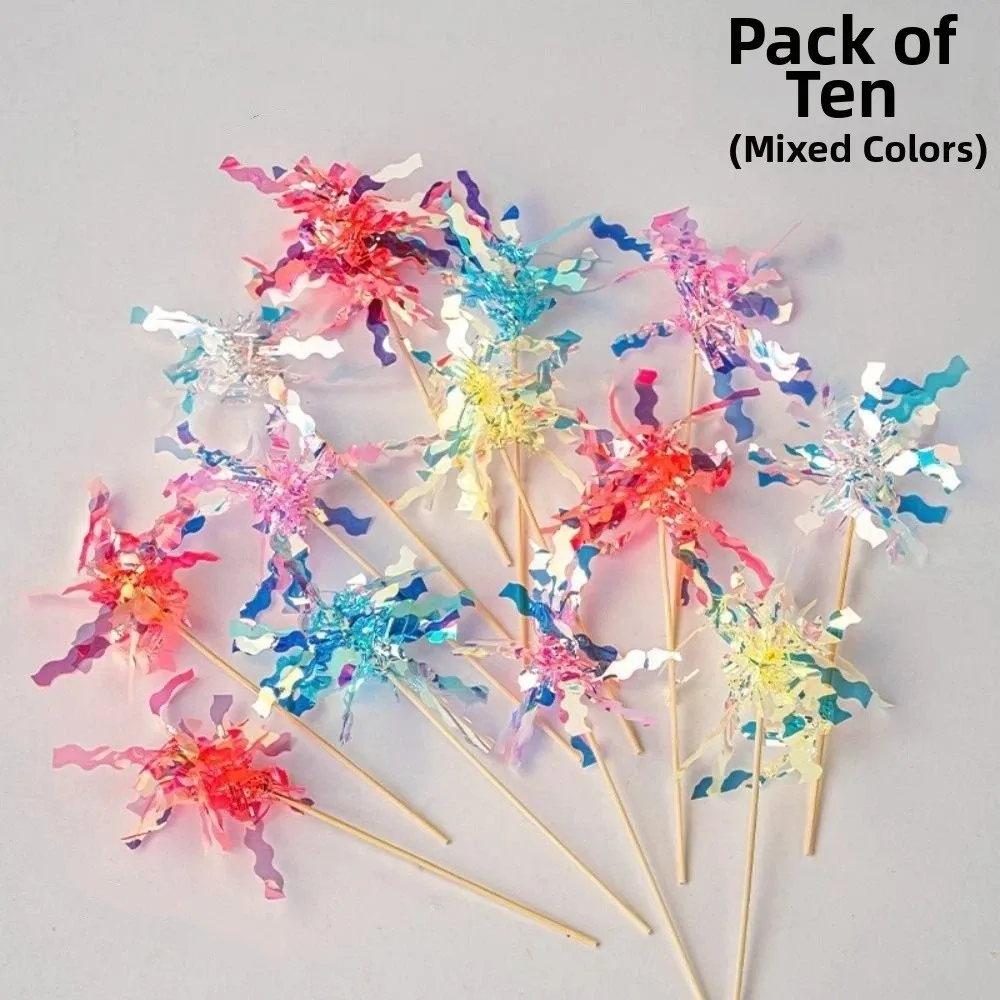 10 pieces Colorful Glitter Cake Topper Sparkle Bamboo Foil Firework Cupcake Toppers Tassels Cake Plugin Baking Dessert Decor