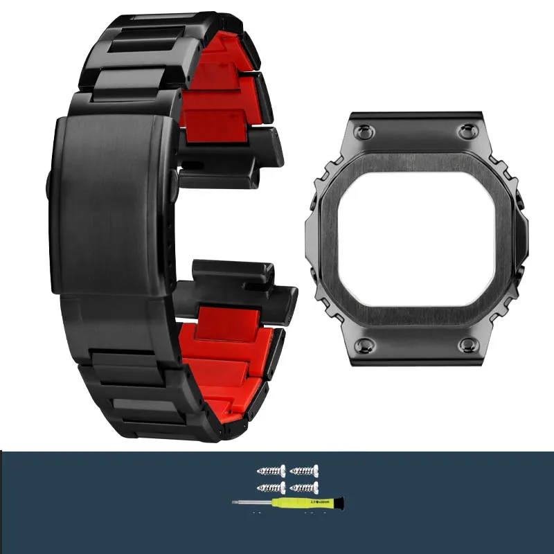 Para Casio G-SHOCK 3229 DW-5600 DW5600 GW-B5600 GW-M5610 Caja de acero inoxidable modificada Correa de acero Correa de reloj Bisel Correa de reloj