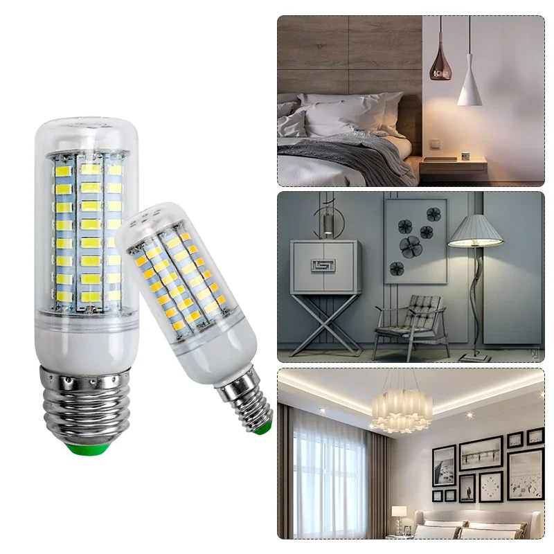 Led Light 10pcs/lot E27 Led Lamp AC 220V Corn Bulb 24 36 48 56 69 72leds SMD5730 E14 Chandelier Lighting