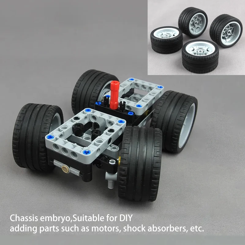 기본 자동차 섀시 프레임 MOC 빌딩 블록, 휠 타이어 개조 PF 세트, 하이테크 RC 부품 개조 모터, DIY 벽돌
