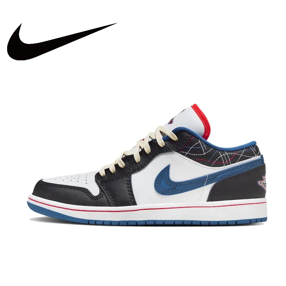 NIKE Air Jordan 1” Zapatillas de baloncesto retro de caña baja, antideslizantes, resistentes al desgaste, de cuero sintético, color gris humo claro, para hombre