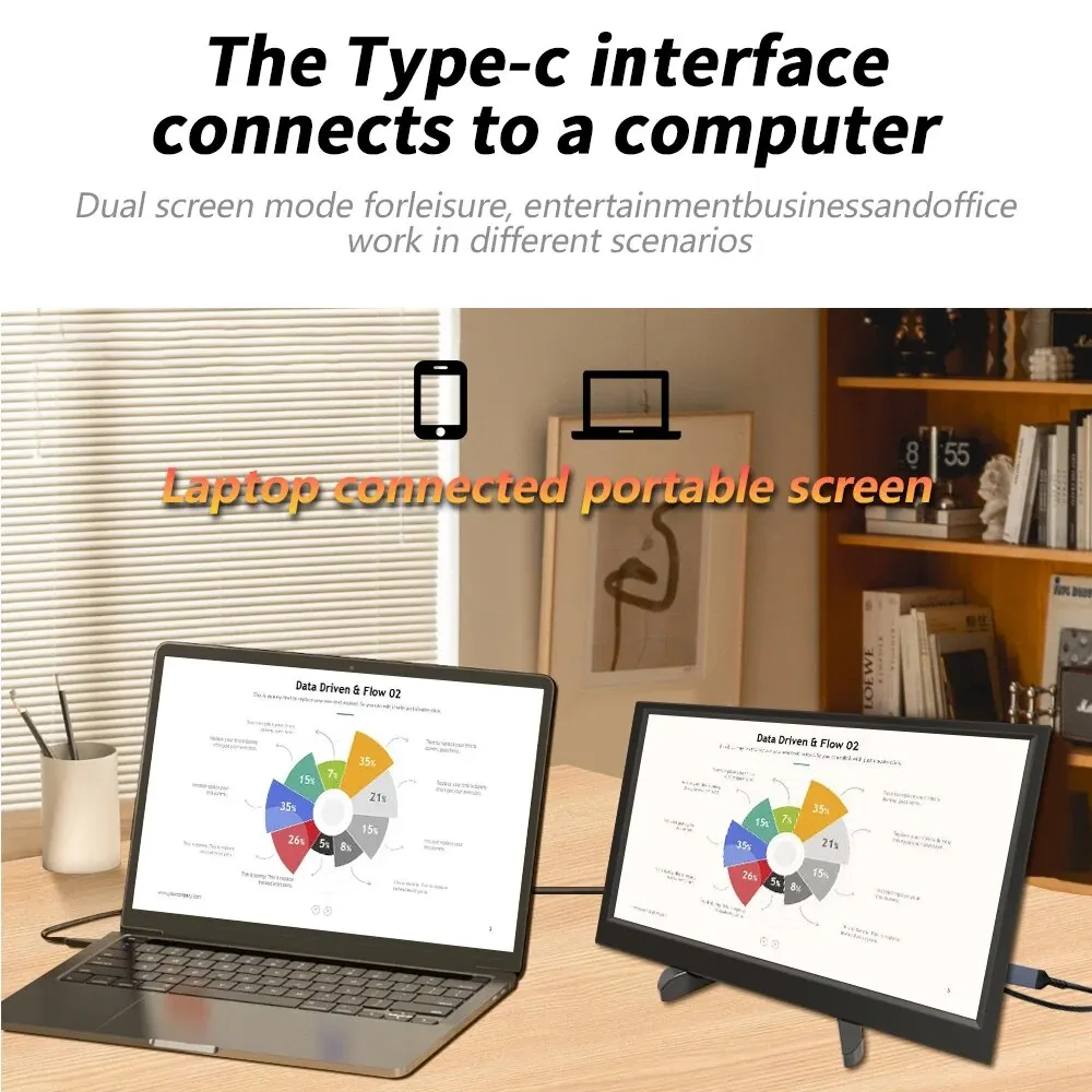 Portable Monitor 11.6 Inch 16:9 60Hz Game Screen 45% NTSC 250Cd/m &sup2; Laptop Mac Xbox PS4/5 Switch Display Type-c Interface