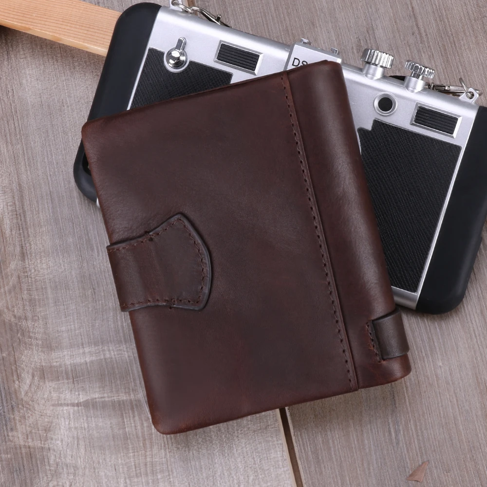 Men's casual leather wallet rfid multi-card Money clip retro cowhide short Card holder gentleman Coin Small purses