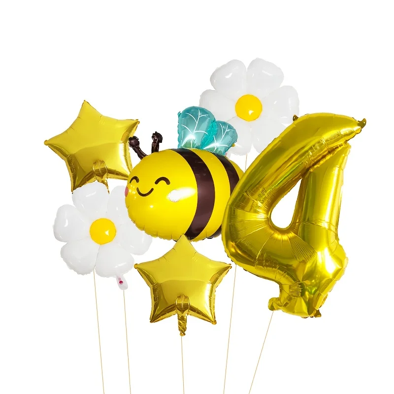 1 Satz Biene Gänseblümchen Thema 32 Zoll 1-9 Zahlen Folienballon Set Kindergeburtstag Party Jahrestag Abschlussfeier Muttertag Party Dekoration – Detail 7