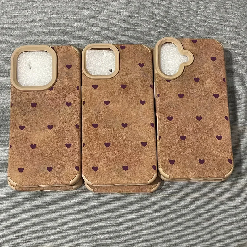 Elegant Heart Suede Fashion Phone Case - Shockproof Matte Bumper Cover