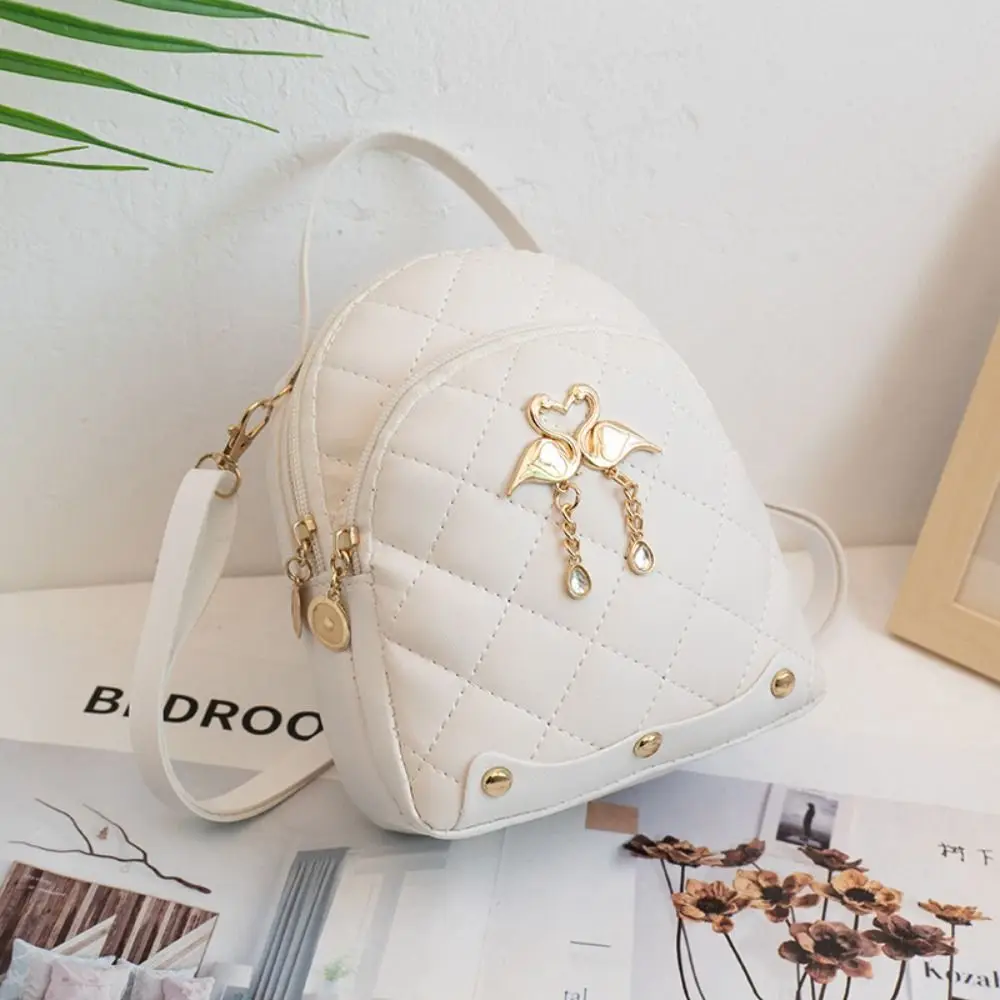 Mini Backpack for Women Cute Swan Hanging Embroidery Small
