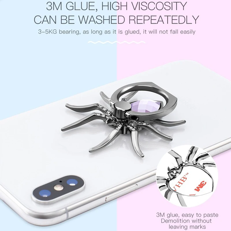 Luxury Diamond Spider Ring Phone Holder - 360° Rotating Grip and Stand