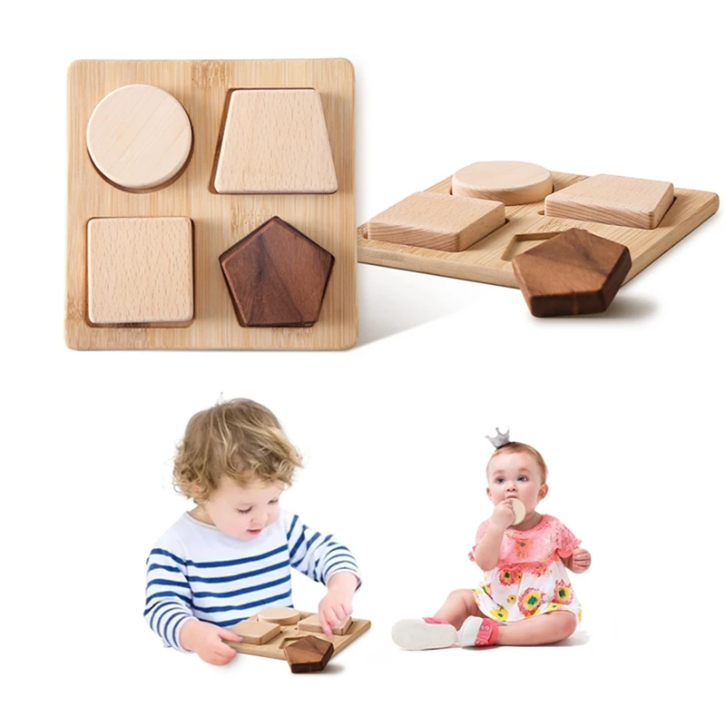 

Baby Toy Wooden Puzzle Geometric Shape Matching 3D Puzzle Board Game Wooden Montessori Educational Toys For Children Gifts