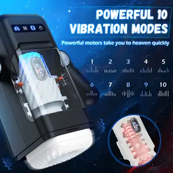 Automatic Male Masturbator Cup 10 Thrusting&Vibration Modes Heating Function with Phone Holder Stroker Adult Sex Toys For Men