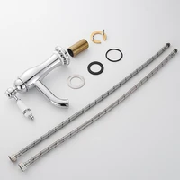 Retro ยุโรปห้องน้ําอ่างล้างหน้าก๊อกน้ําทองแตะเซรามิคตกแต่งชุบ Chrome เดี่ยวร้อนและเย็นดาดฟ้าติดตั้ง 6