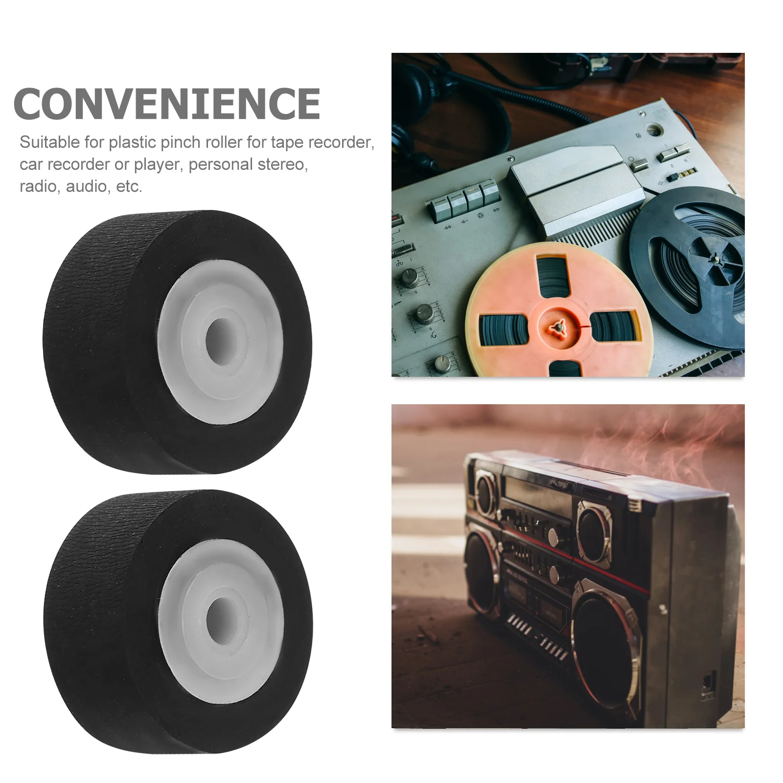 12Pcs Pinch Roller Replacement 11.5mm Plastic for Radio Tape Recorder Cassette Player Bearing Roller Repair Radio Supplies