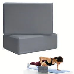 Pair of High - Density Foam Yoga Blocks - Lightweight, Supportive, and Odor - Free Essential Fitness Accessory (GRAY)