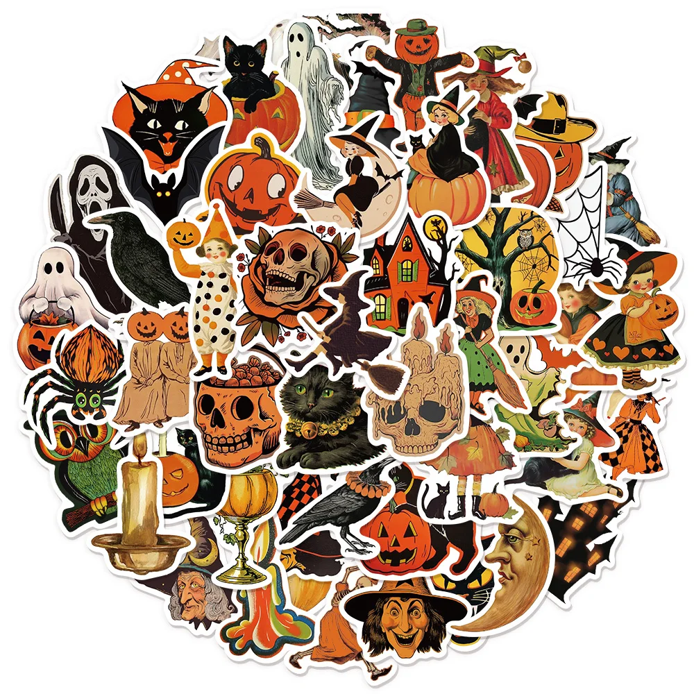 50PCS Halloween Kürbis Hexe Spaß Aufkleber DIY Gepäck Notebook Skateboard Wasser Tasse Label Aufkleber
