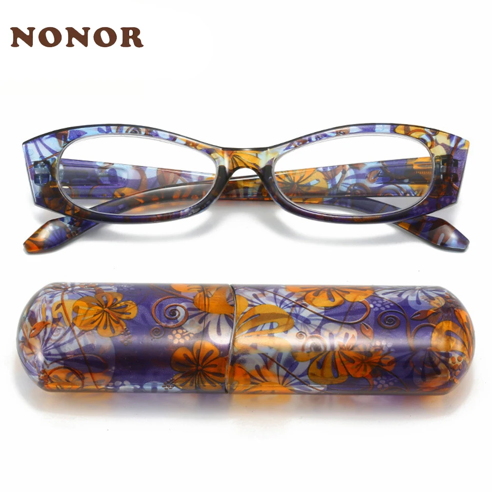 NONOR Tragbare Presbyopie-Brille mit Etui, sehr gut geeignet für große Frauen, Lesebrille, Frühlingsfuß, Presbyopie-Brille