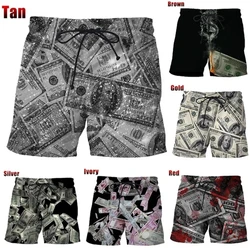 Bermuda Beach Shorts For Men Dollar 3D Printed Men's Board Shorts Unisex Casual Swimming Shorts Streetwear Vacation Beachwear