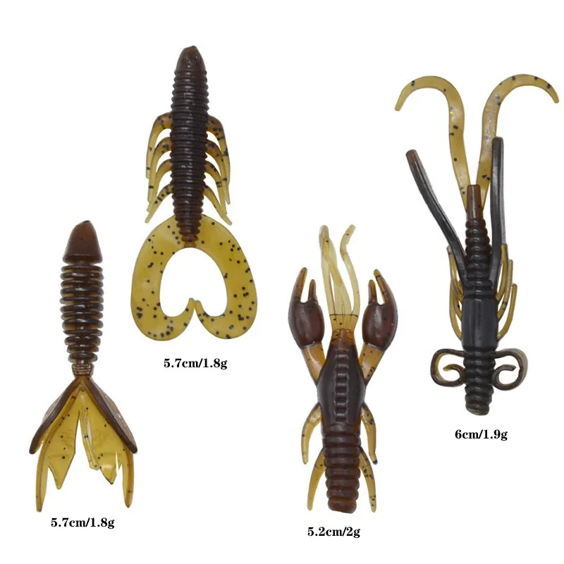 Angeln Weich köder Köder Alien Wurm Garnelen Grub zum Fangen Bass Fisch Halbmond Schwänze Kunst köder Los 4 Stück Verkauf – Detail 1