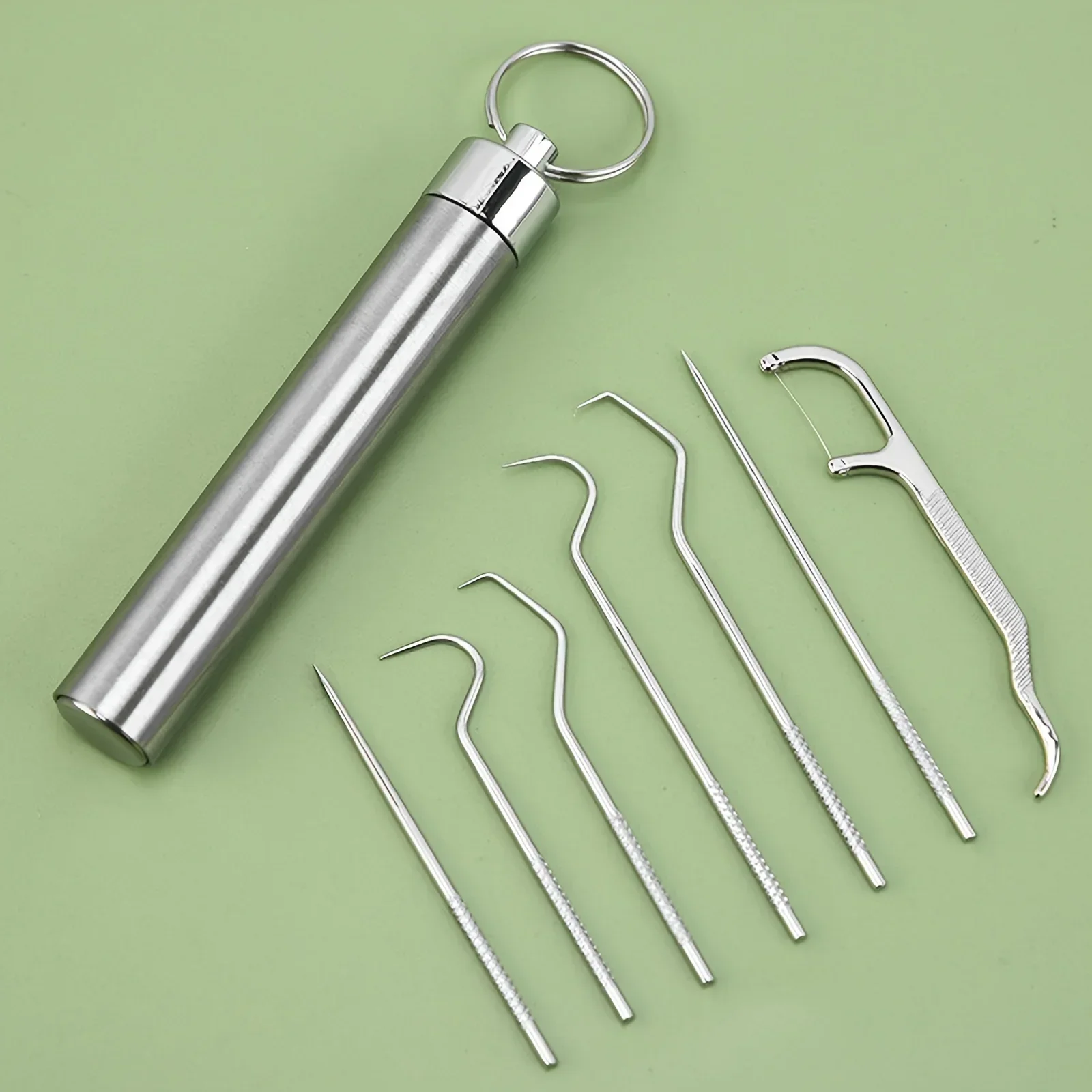 Portable Teeth Cleaner for Tooth Oral Clean Stainless Steel Toothpick Set Reusable Toothpicks Tooth Flossing Tartar Removal Tool