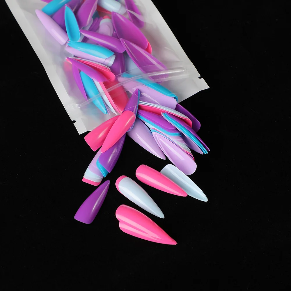 Color 100Pcs Solid Fake Nails Nail Tips Full Cover Matte Acrylic Ballerina Fake Nails Tips DIY Beauty Mani_voghion.com