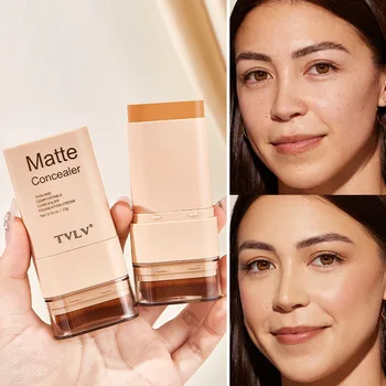 Stick per il trucco due in uno a doppia punta, fondotinta viso, trucco opaco naturale, texture cremosa a lunga durata