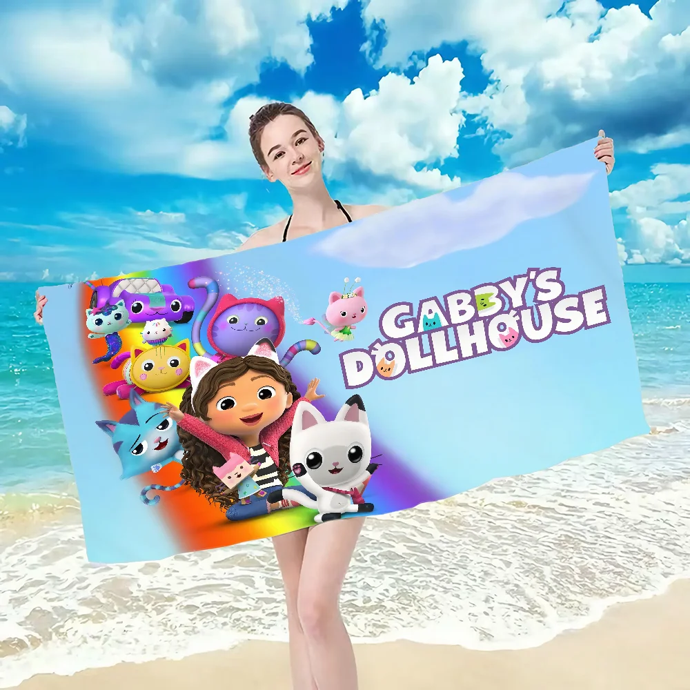 Gabbys Dollhouse pattern beach towel, quick drying and absorbent, The fabric is made of cotton and does not fade