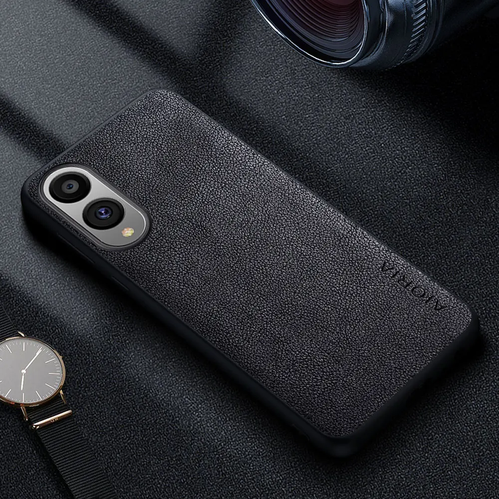 Leather Retro Business Style Solid Color Phone Case