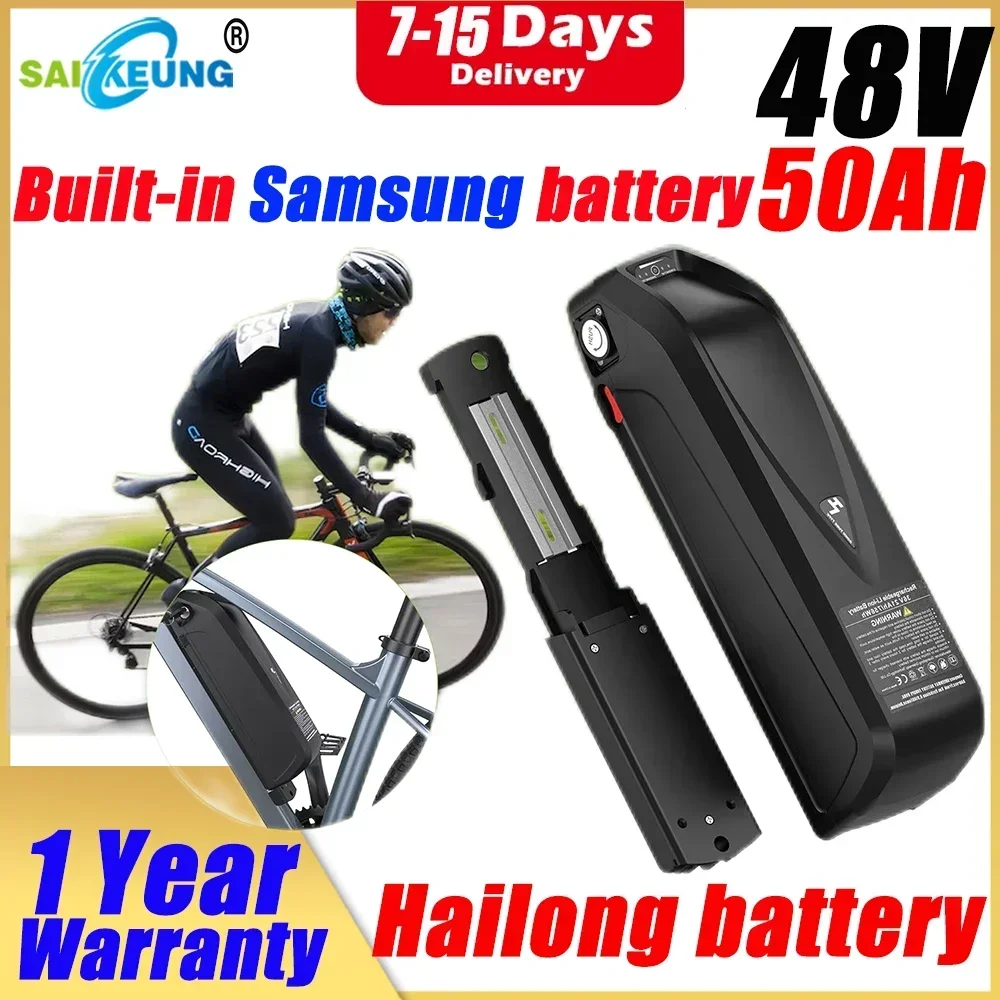 48vf Hailong 48v 60Ah cham-ride electric bike battery 48v 17.5 20ah 24 30ah35 45 40 50 2000w 48bt battery pack, With 5A charger