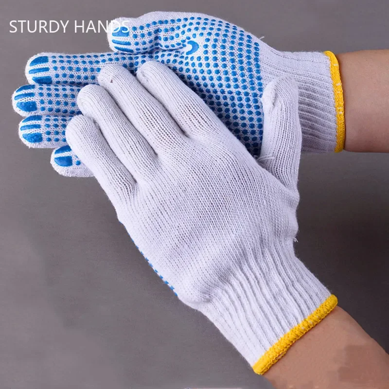 Home Cotton Gloves Dispensing Non-slip Mechanic Gloves Absorb Sweat Work Coldproof Protection Gardening Glove 12Pairs/Bag Cotton Gloves Cotton Work Gloves