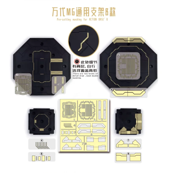 NewC Pre-cutting Mask for 1/100 1/144 MG Action Base A/B Model Kit Mobile Suit Bracket Stand Covering Tape Modelling Hobby DIY