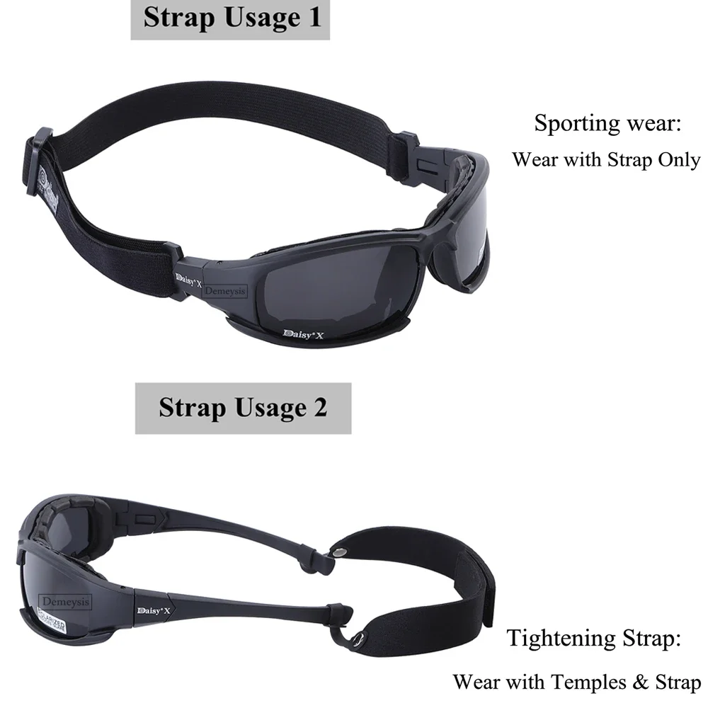 Polarized Sports Glasses Tactical Goggles Shooting Glasses Polarized Goggles Daisy Tactical Goggles Sunglasses Men Sun Glasses 4 Lens Kit Men's War Game Glasses For Outdoor Sport Hiking Shooting