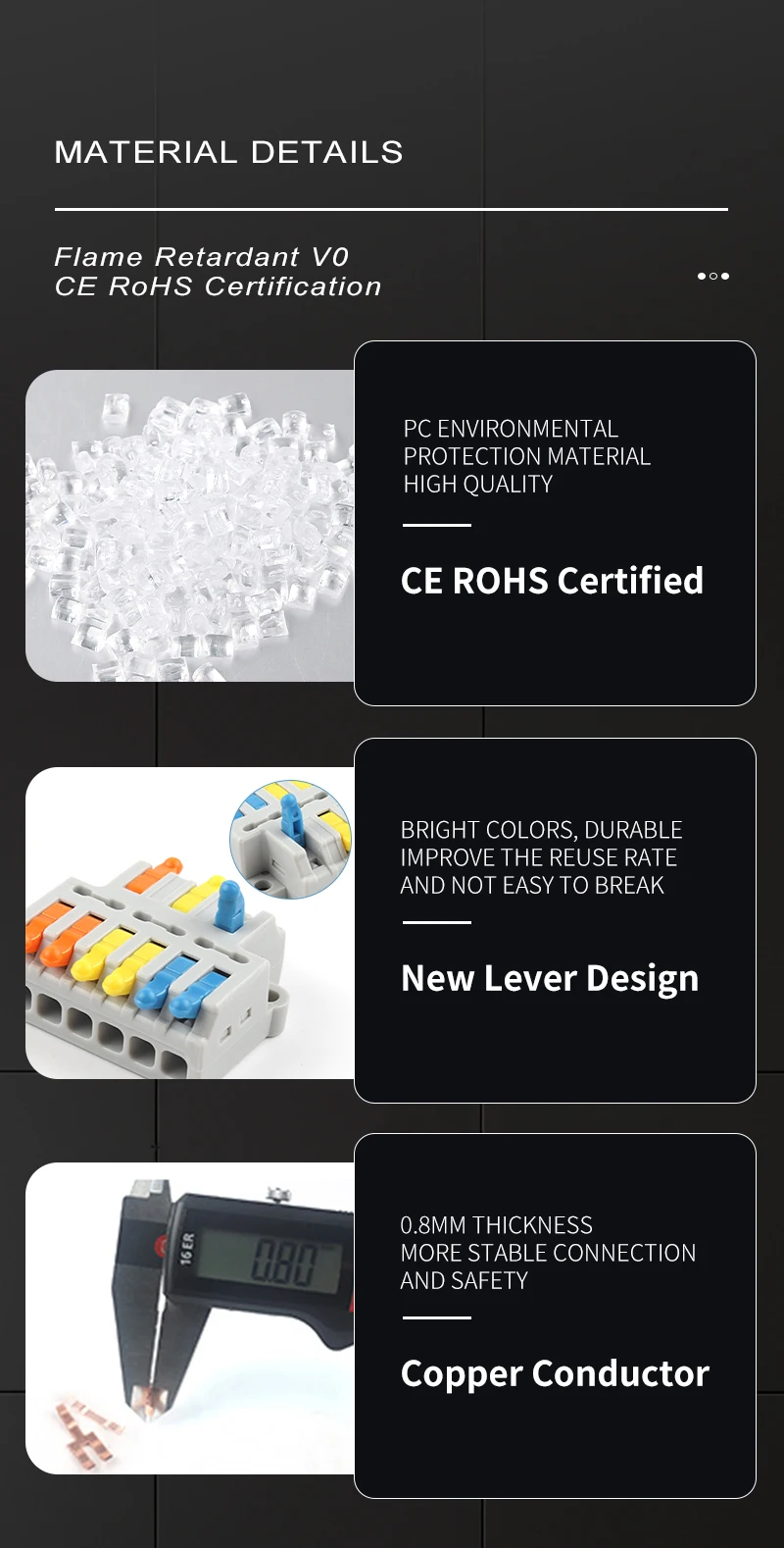 Mit Hebel 3 in 6/9 Out Spleißdrahtanschlüsse für Mini Compact Leiter AWG 28-12 Schnellkabel Elektrischer Anschlussklemme – Detail 5