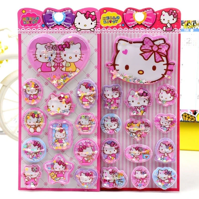 Children's Girls Stickers Toys Shake Flashing Stickers Hellokitty Crystal Mobile Phone Stickers Decorative Gifts