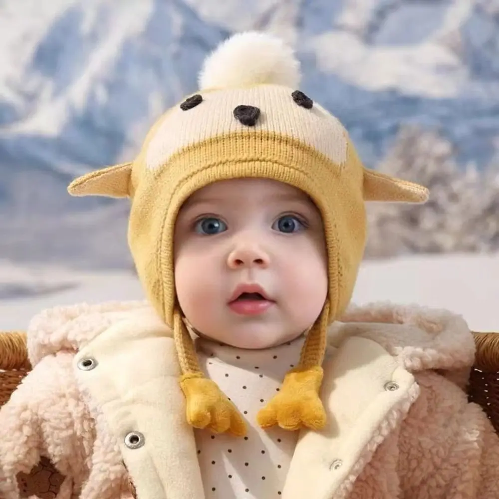 Kawaii Cartoon Beanie Caps Penguin Thickened Baby Ear Protection Hat Soft Comfortable Winter Pullover Hats Outdoor Activities