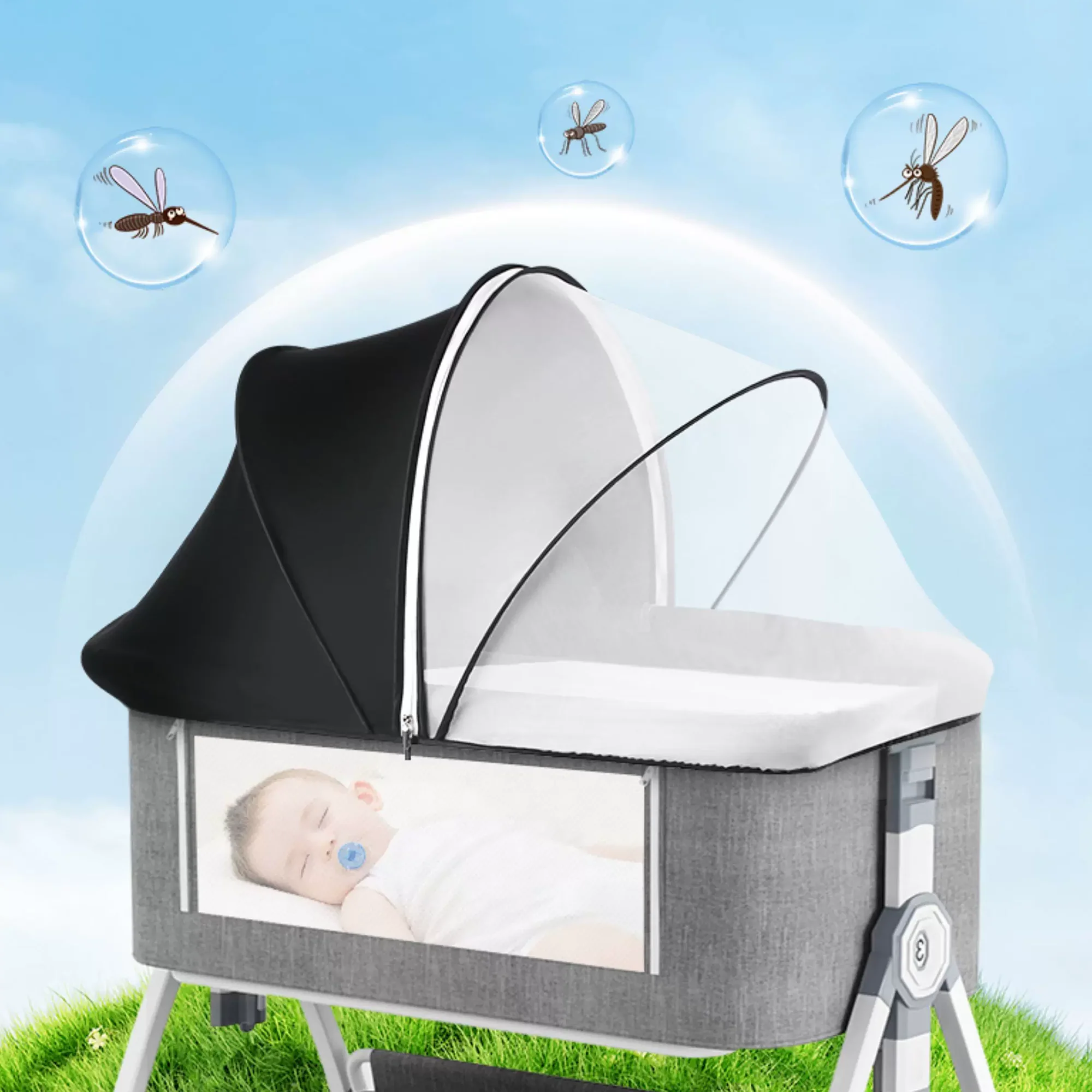 Baby Cradle Bed Mosquito Net Portable Foldable Infant Crib Mesh Mosquito Net Summer Indoor Control Insect Netting Cribs for Baby - 2