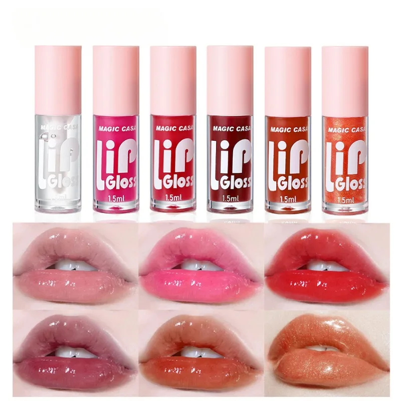 6pcs/set Hydrating Jelly Lip Oil long-lasting Moisturizing smooth shimmering Lip Hydrating Liquid Makeup Tool Gift