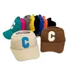 Winter crochet knitted hat Unisex men solid c letter sports hat Women casual thick warm Visor cap Topless hats gorros 1