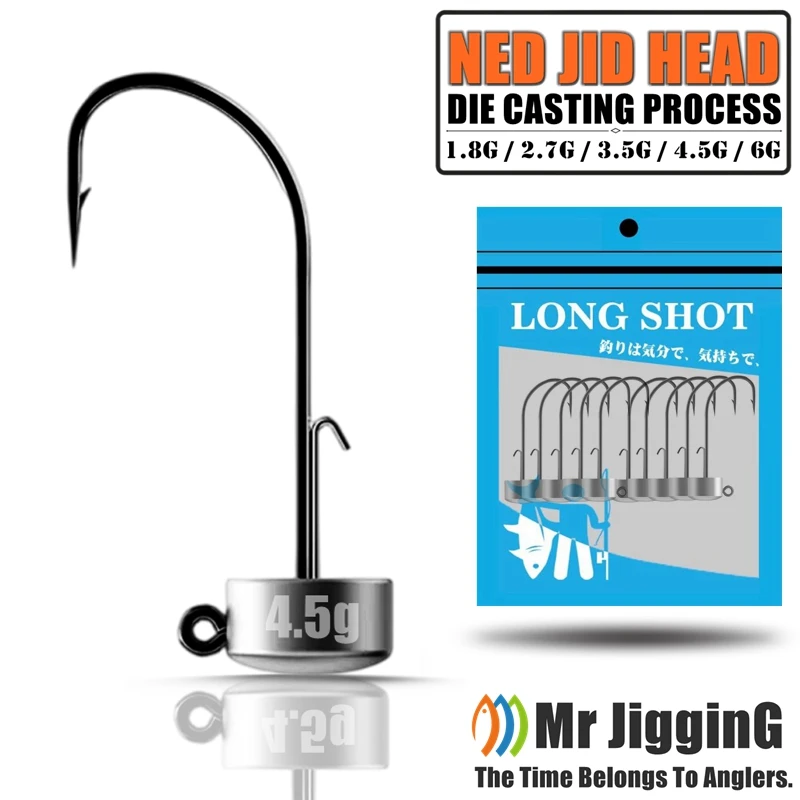 Têtes plombées Ned Rig 10 pièces Mr JigginG 1.8g à 6g - Hameçons pour leurres souples bass et truite