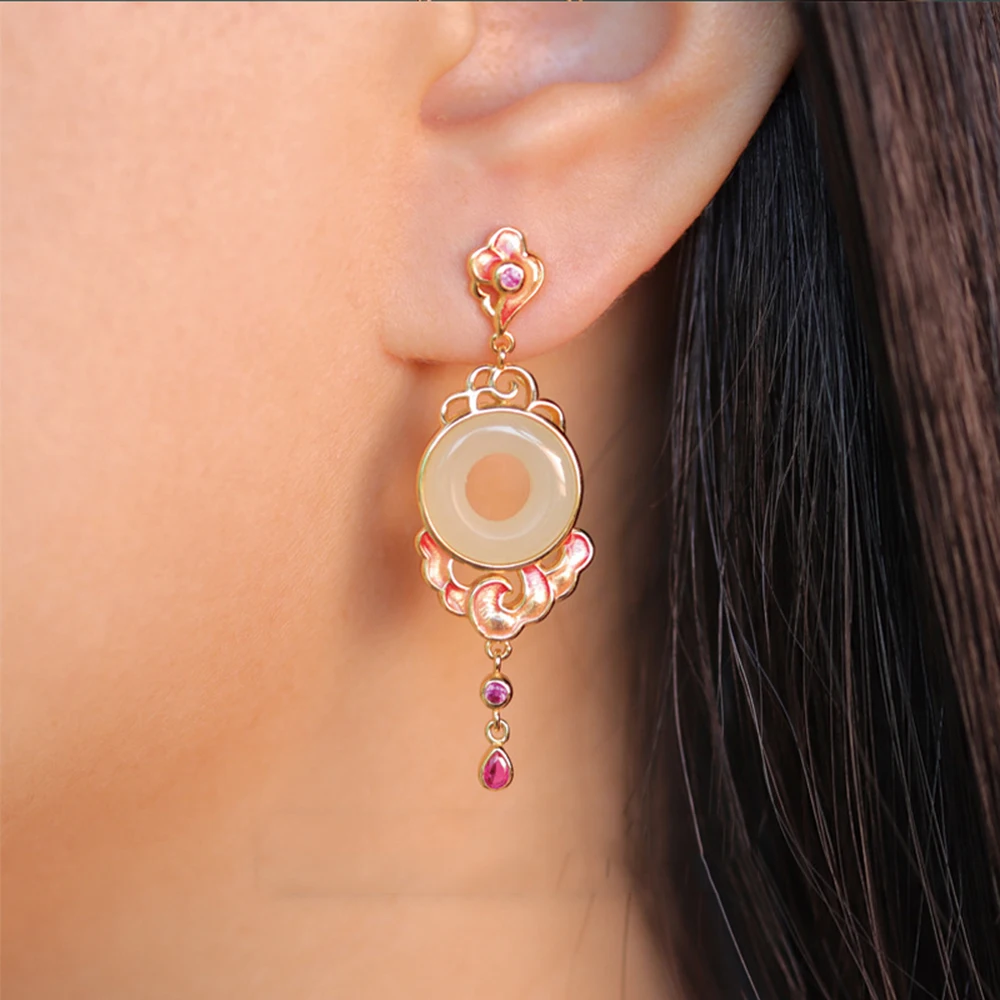 

2024 new S925 sterling silver gilded Earrings color painted earrings women luxury irregular jewelry and Tianyuxin Chinese