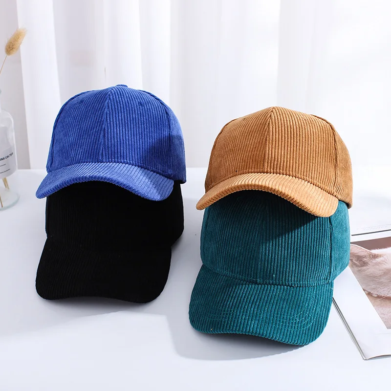 Corduroy Baseball Cap Autumn Women Wild Solid Hats Japanese Vintage Casual Beanie Trendy Student Adjustable Peaked Cap baseball cap