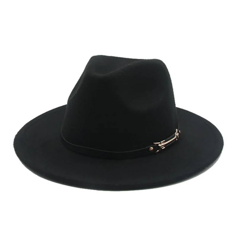 Hat Fedoras Women Winter Hats Felted Caps Hats For Men Solid Belt Casual Wedding Church Wide Brim Fedora Chapeau Femme Bonnet