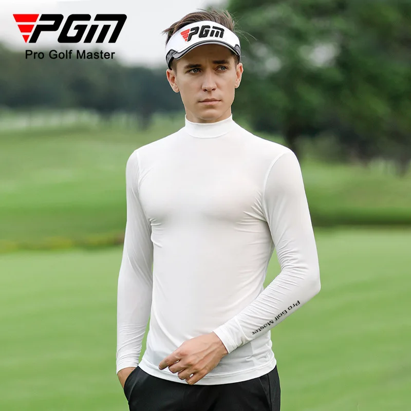 PGM Golf Men's Sunscreen Shirts Ice Silk Long Sleeve UV Protection Cool Breathable High Elastic Sports Training Clothing YF488 men golf shirt