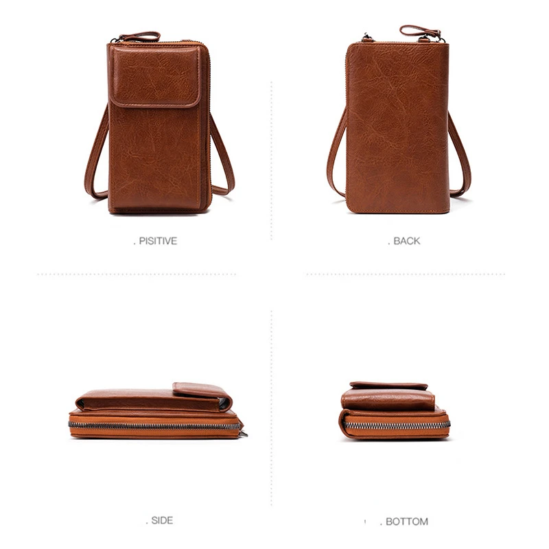 Small Crossbody Cell Phone Purse for Women PU Cellphone Wallet Female Vertical Mini Shoulder Handbags Removable Shoulder Strap