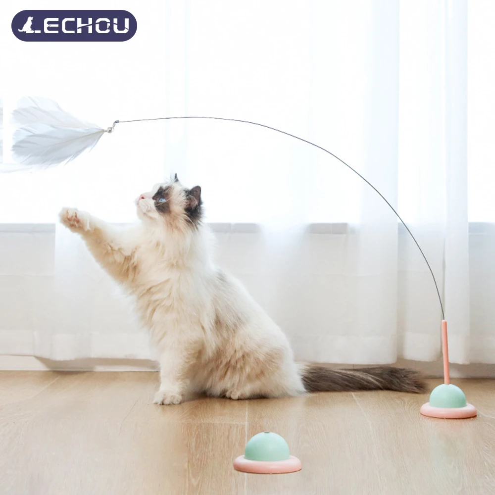 

Funny Cat Toy Simulation Feather with Bell Interactive Cat Stick Toys Detachable Long Pole Kitten Playing Teaser Cat Supplies