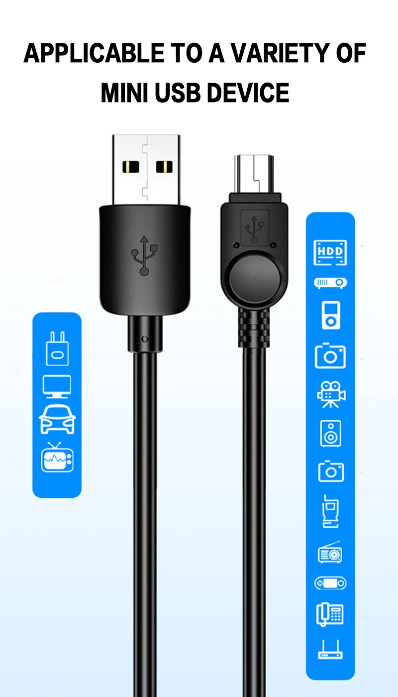 STIAYS Mini USB Cable Mini USB to USB Fast Data Charger Cable for Car GPS DVR Digital Camera MP3