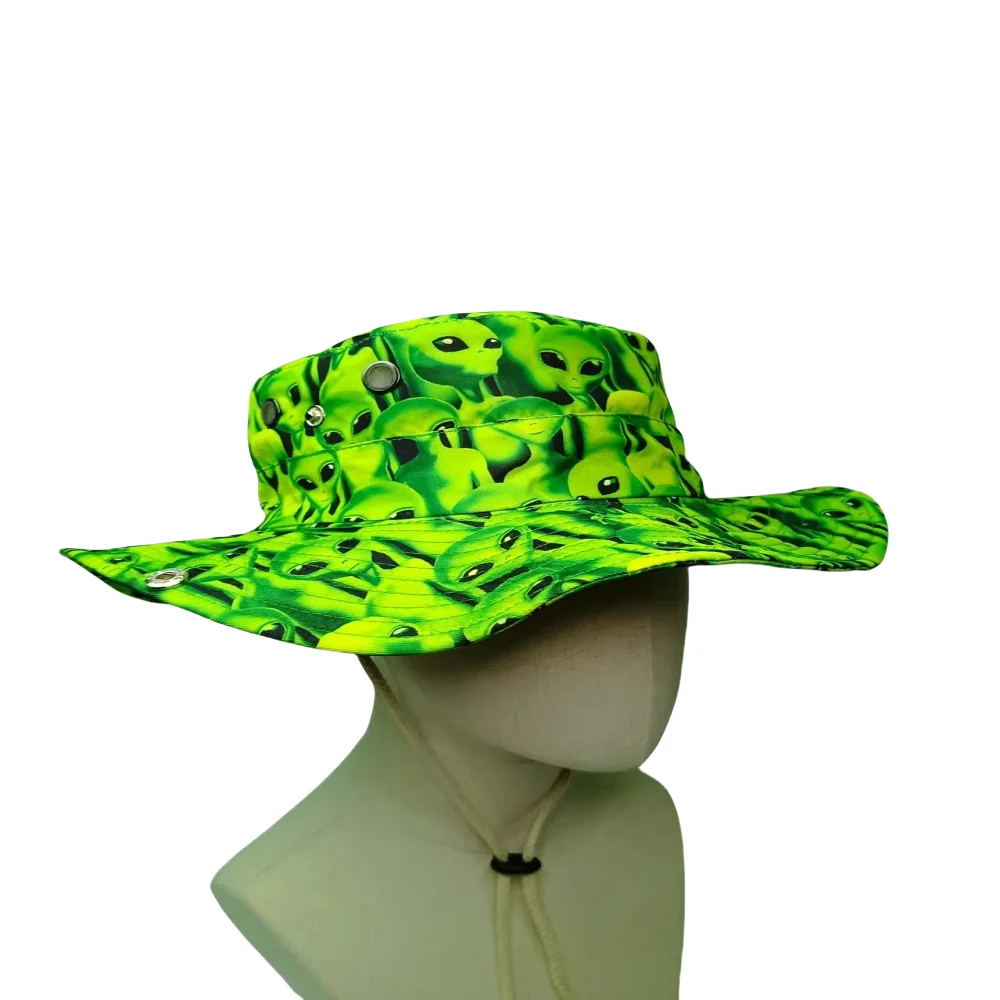 Novelty Alien Pattern Printed Sunshade Hat Lightweight Foldable