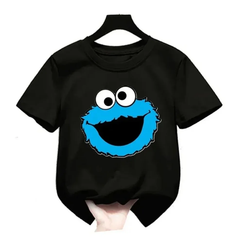 ELMO letnia T-shirt z okrągłym dekoltem dziecięca chłopcy i dziewczęta 2-12 lat T-shirt z krótkim rękawem nadruk Anime bawełna okrągła Ne