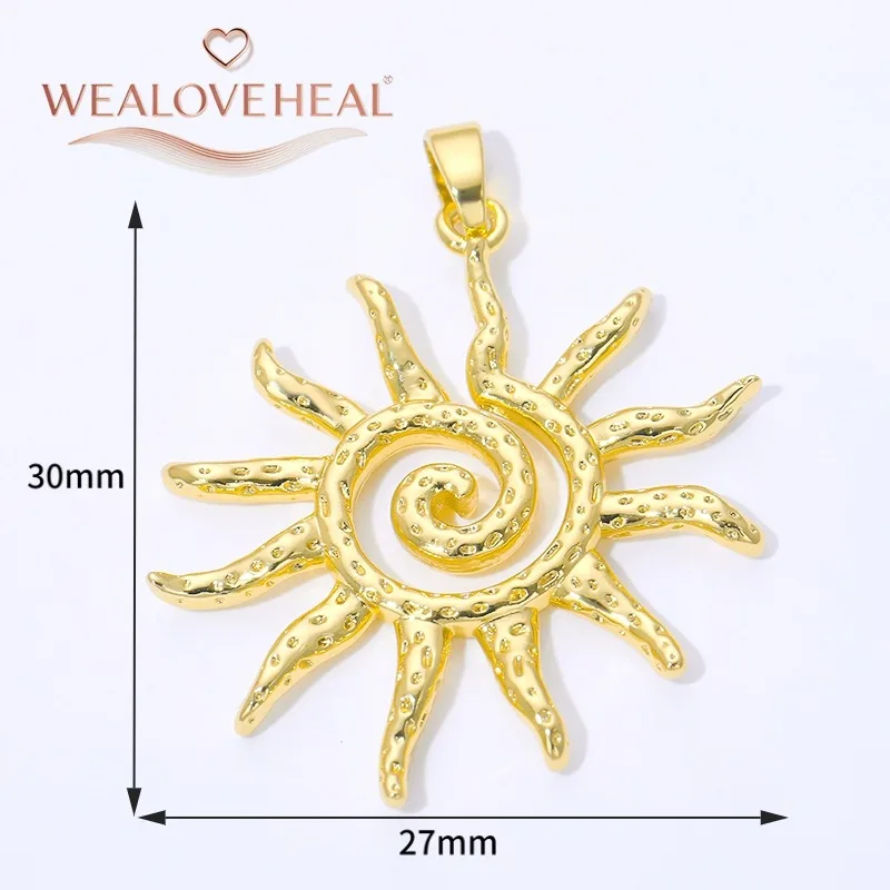 Modische Spiral-Vortex-Sonnenanhänger, 18K Vergoldetes Messing mit Zirkon-Einlage, Sonnen-Charm für DIY-Halsketten und Schmuckherstellung – Detail 40