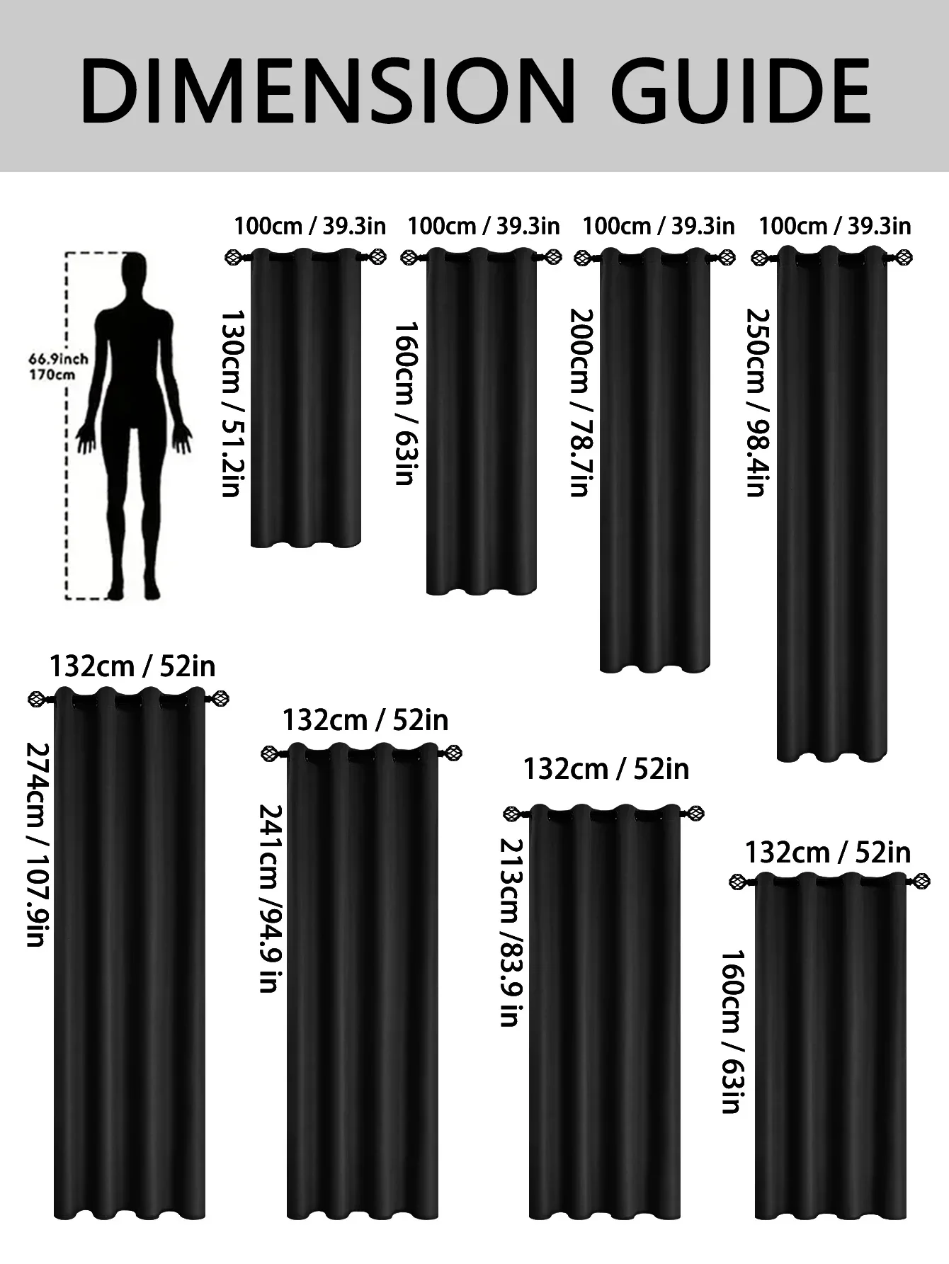 Solid 100% Blackout Grommet Curtains for Living Room and Bedroom