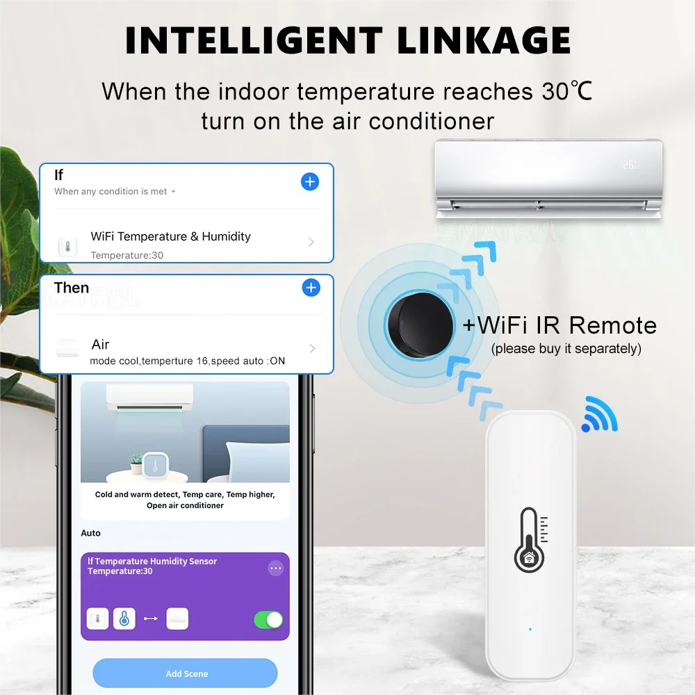 Smart Temperature Humidity Sensor Tuya WiFi ZigBee Thermometer Hygrometer APP Remote Alarm Work with Alexa Google Home