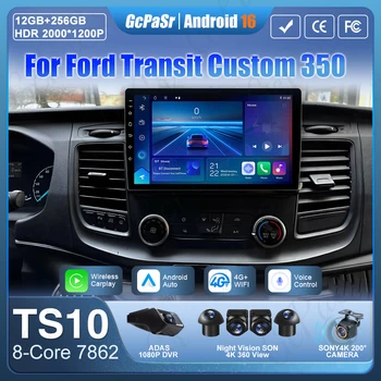 Radio de coche Android 16 para Ford Transit Custom Transit V363 350 reproductor Multimedia Carplay navegación GPS 4G Wifi vídeo estéreo 2din 1