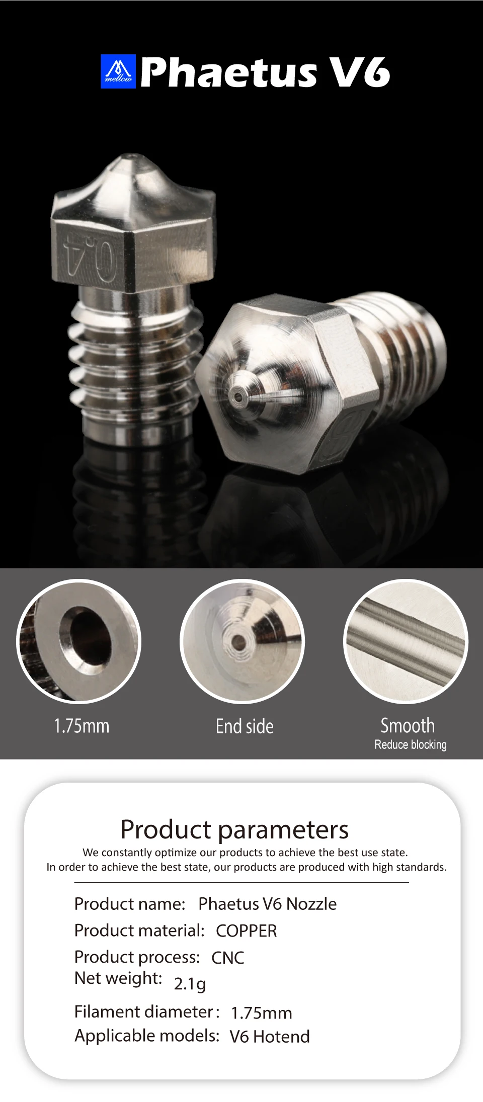 Phaetus cobre chapeado e3d v6 bocal peças